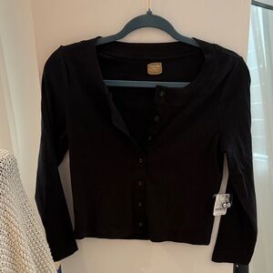 Free people slightly cropped Black Cardigan size medium new with tags